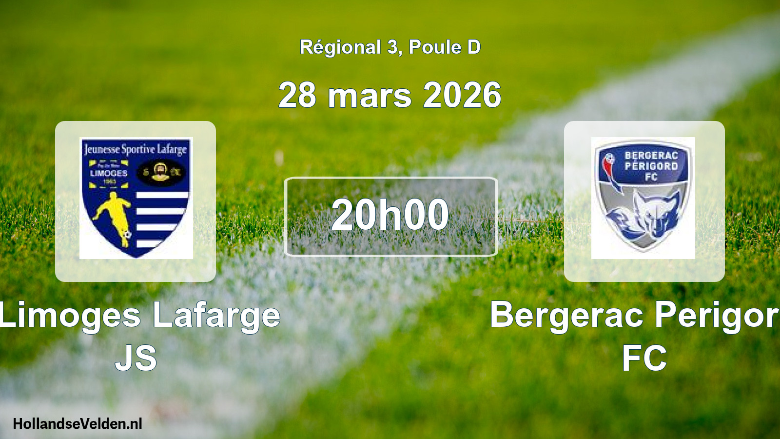 Match programmé: Limoges Lafarge JS - Bergerac Perigord FC (28 mars 2026)
