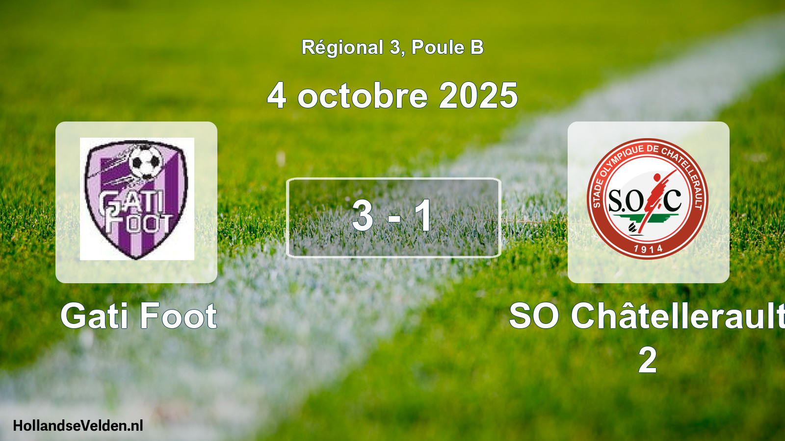 Total number of matches played: Gati Foot - SO Châtellerault 2 3 - 1 (4 October 2025)