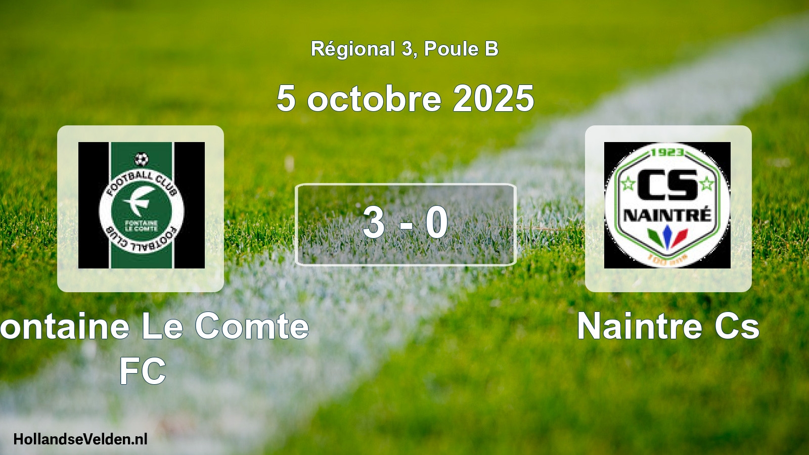Total number of matches played: Fontaine Le Comte FC - Naintre Cs 3 - 0 (5 October 2025)