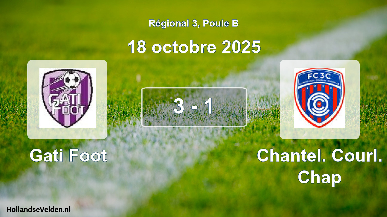 Match joué: Gati Foot - Chantel. Courl. Chap 3 - 1 (18 octobre 2025)