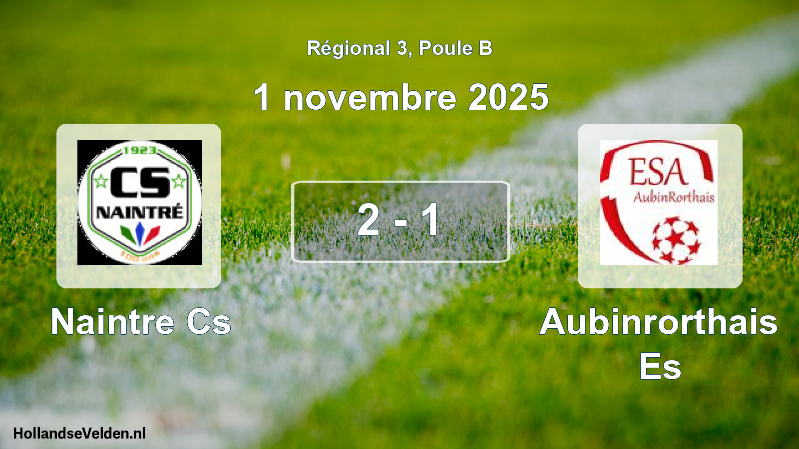 Match joué: Naintre Cs - Aubinrorthais Es 2 - 1 (1 novembre 2025)