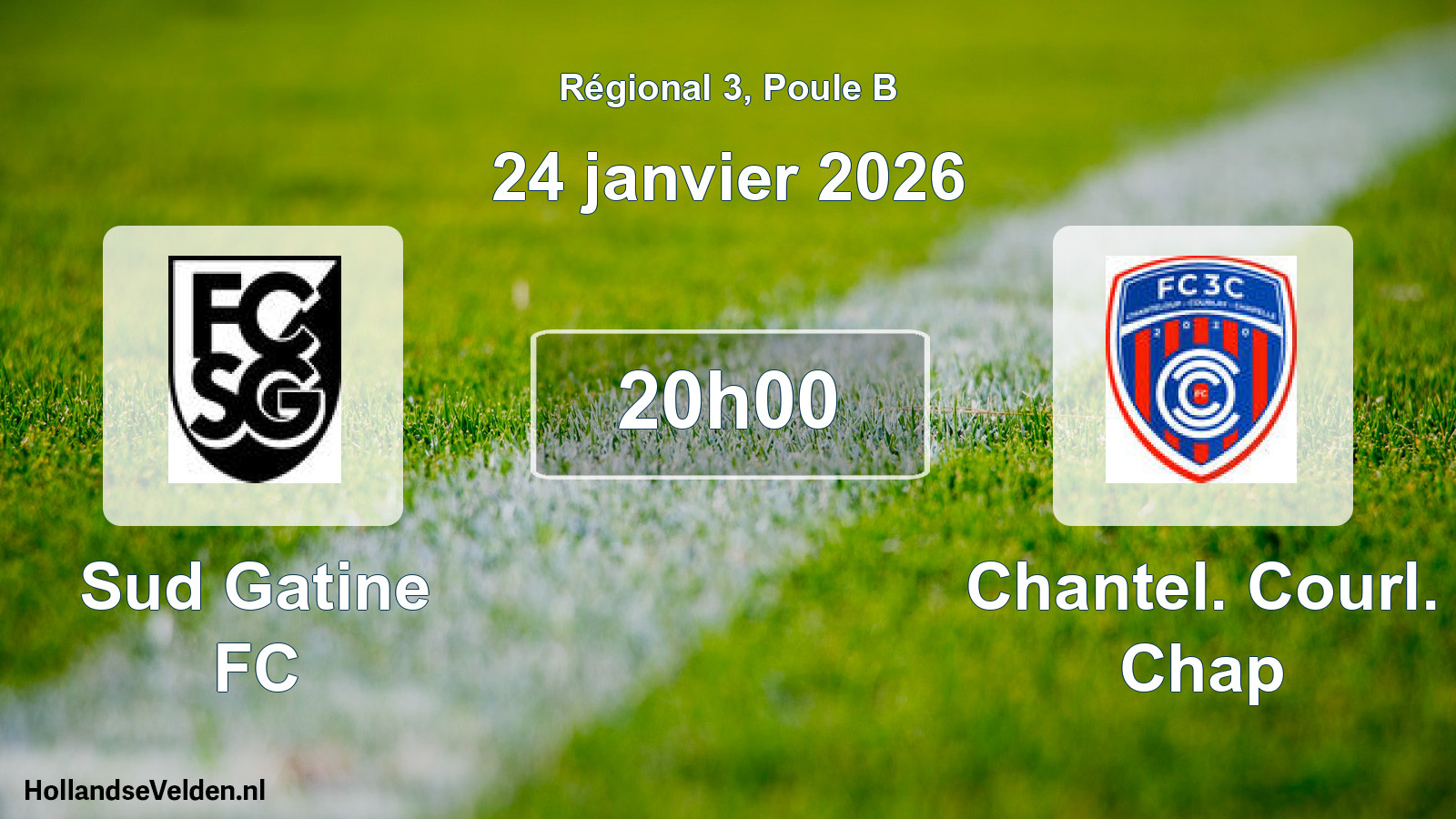 Match programmé: Sud Gatine FC - Chantel. Courl. Chap (24 janvier 2026)
