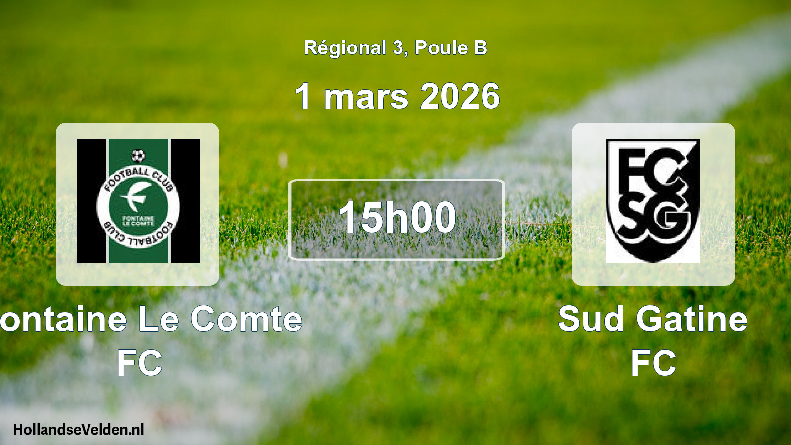Match programmé: Fontaine Le Comte FC - Sud Gatine FC (1 mars 2026)