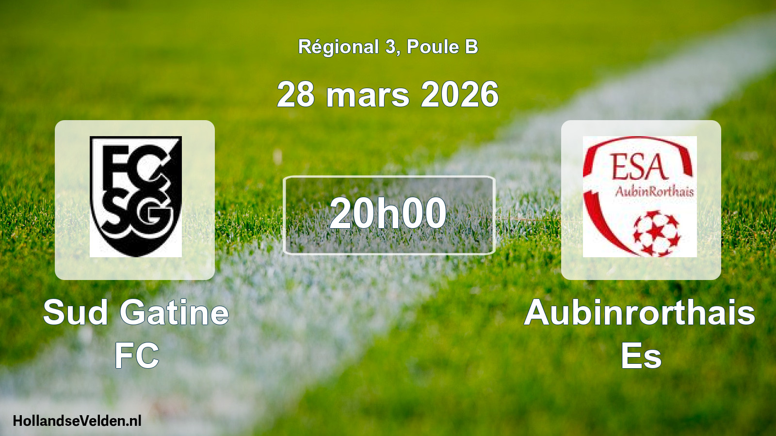 Match programmé: Sud Gatine FC - Aubinrorthais Es (28 mars 2026)