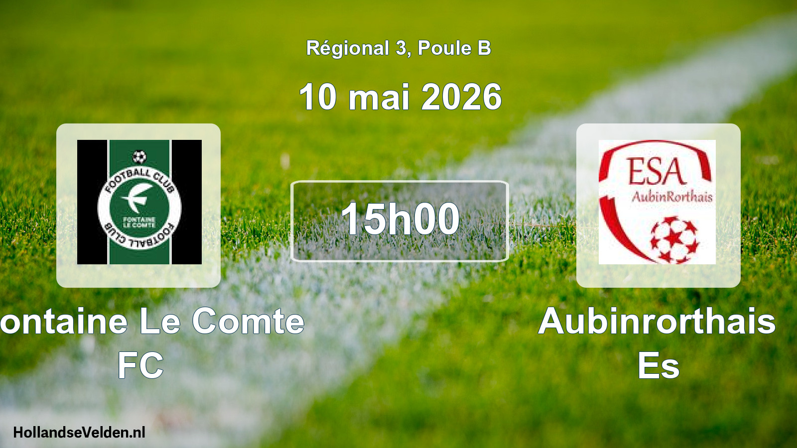 Match programmé: Fontaine Le Comte FC - Aubinrorthais Es (10 mai 2026)
