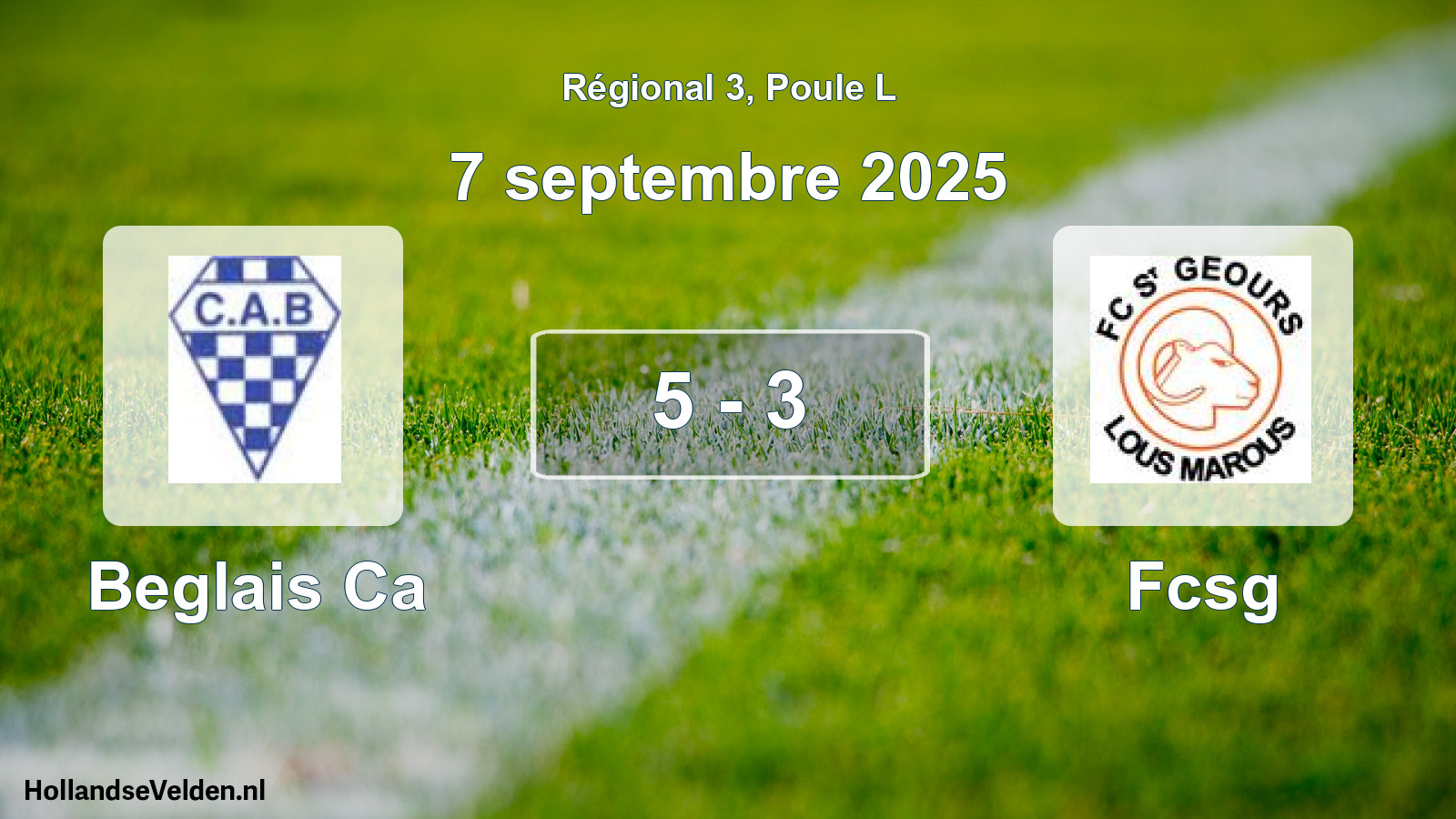 Total number of matches played: Beglais Ca - Fcsg 5 - 3 (7 September 2025)