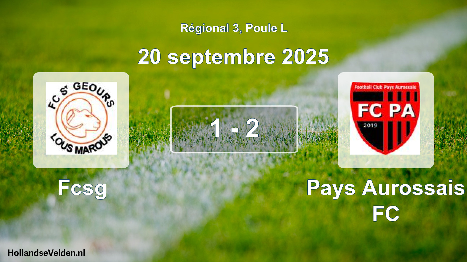 Gespeelde wedstrijd: Fcsg - Pays Aurossais FC 1 - 2 (20 september 2025)