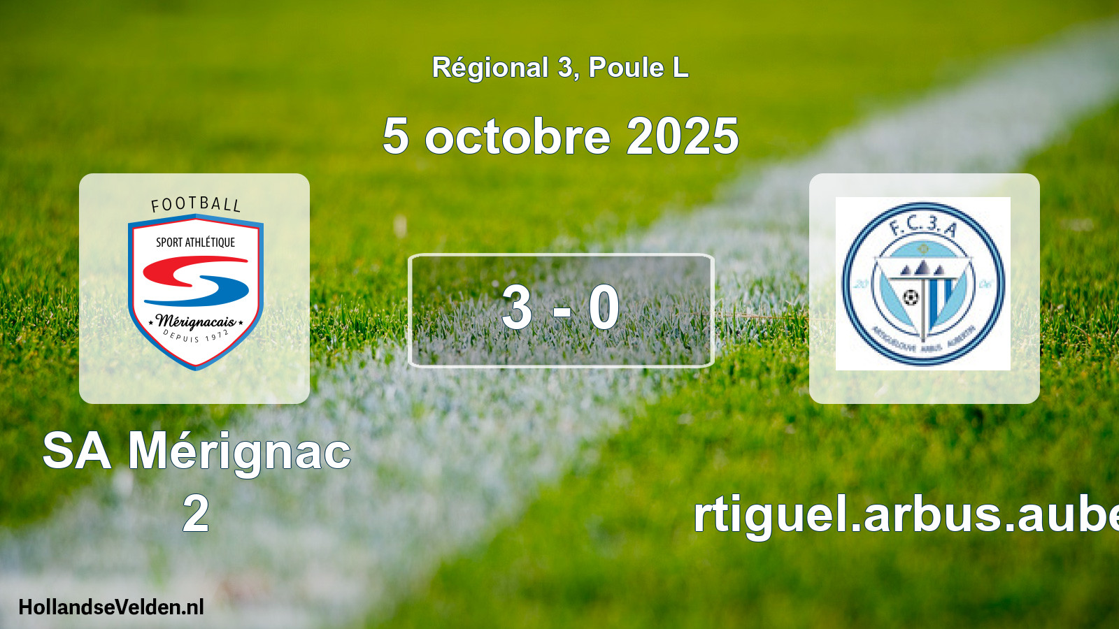 Match joué: SA Mérignac 2 - Artiguel.arbus.auber 3 - 0 (5 octobre 2025)