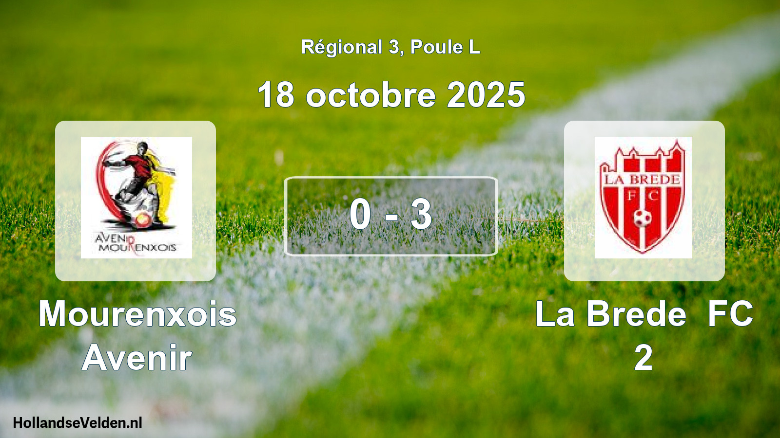 Total number of matches played: Mourenxois Avenir - La Brede FC 2 0 - 3 (18 October 2025)