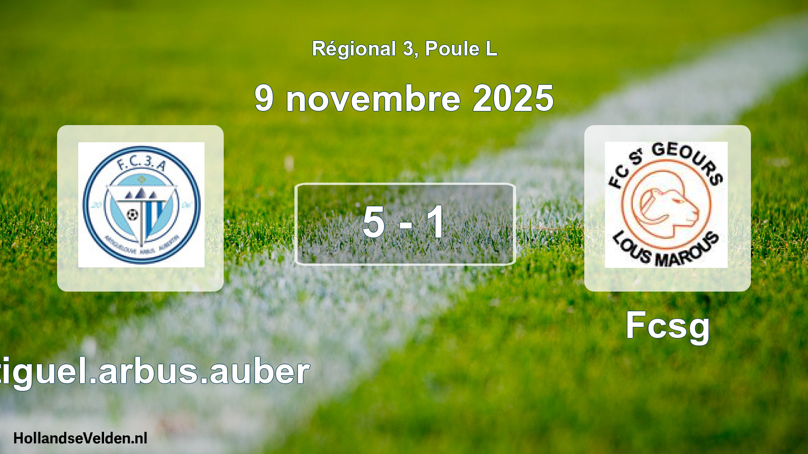 Total number of matches played: Artiguel.arbus.auber - Fcsg 5 - 1 (9 November 2025)