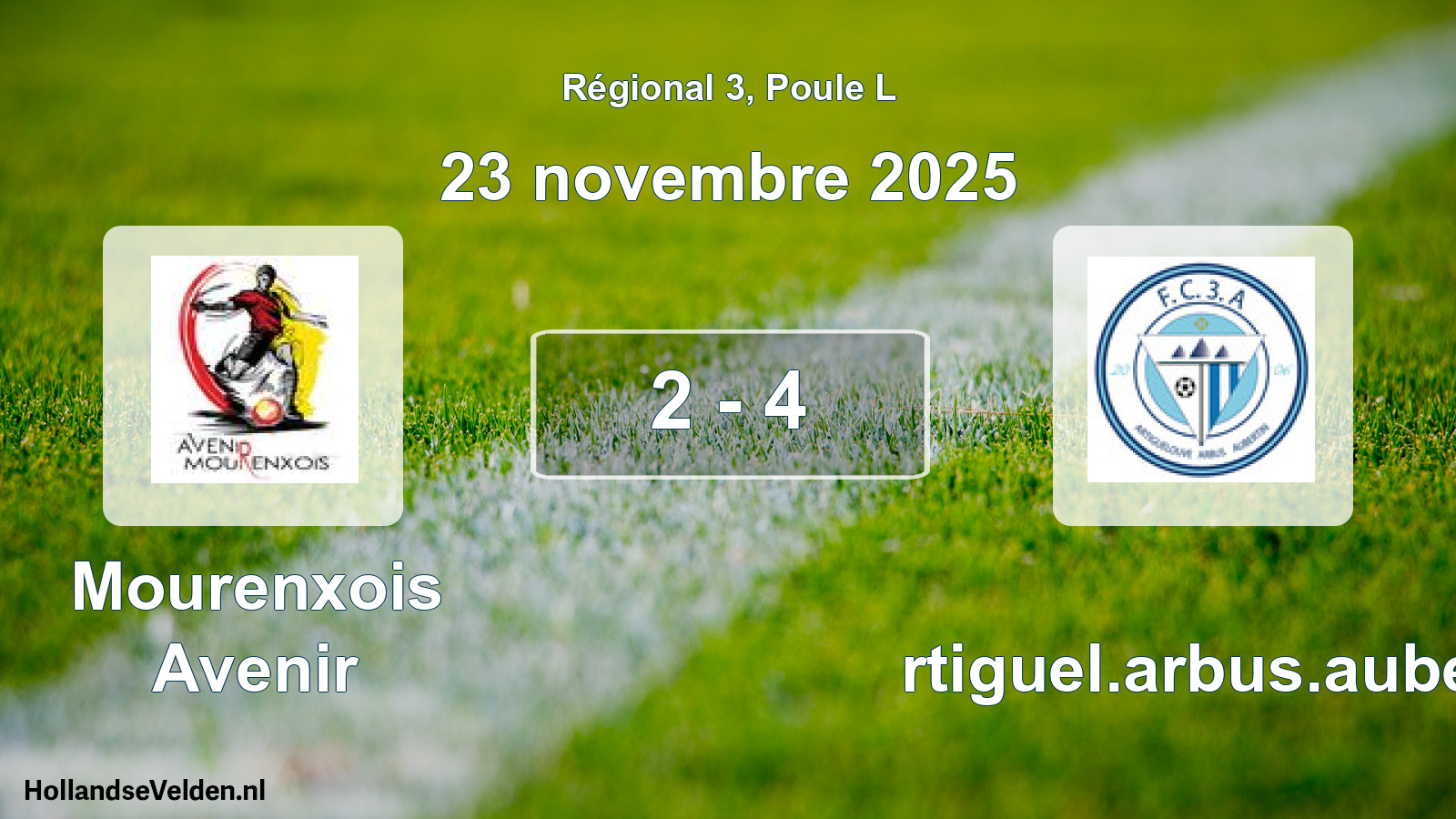Match joué: Mourenxois Avenir - Artiguel.arbus.auber 2 - 4 (23 novembre 2025)