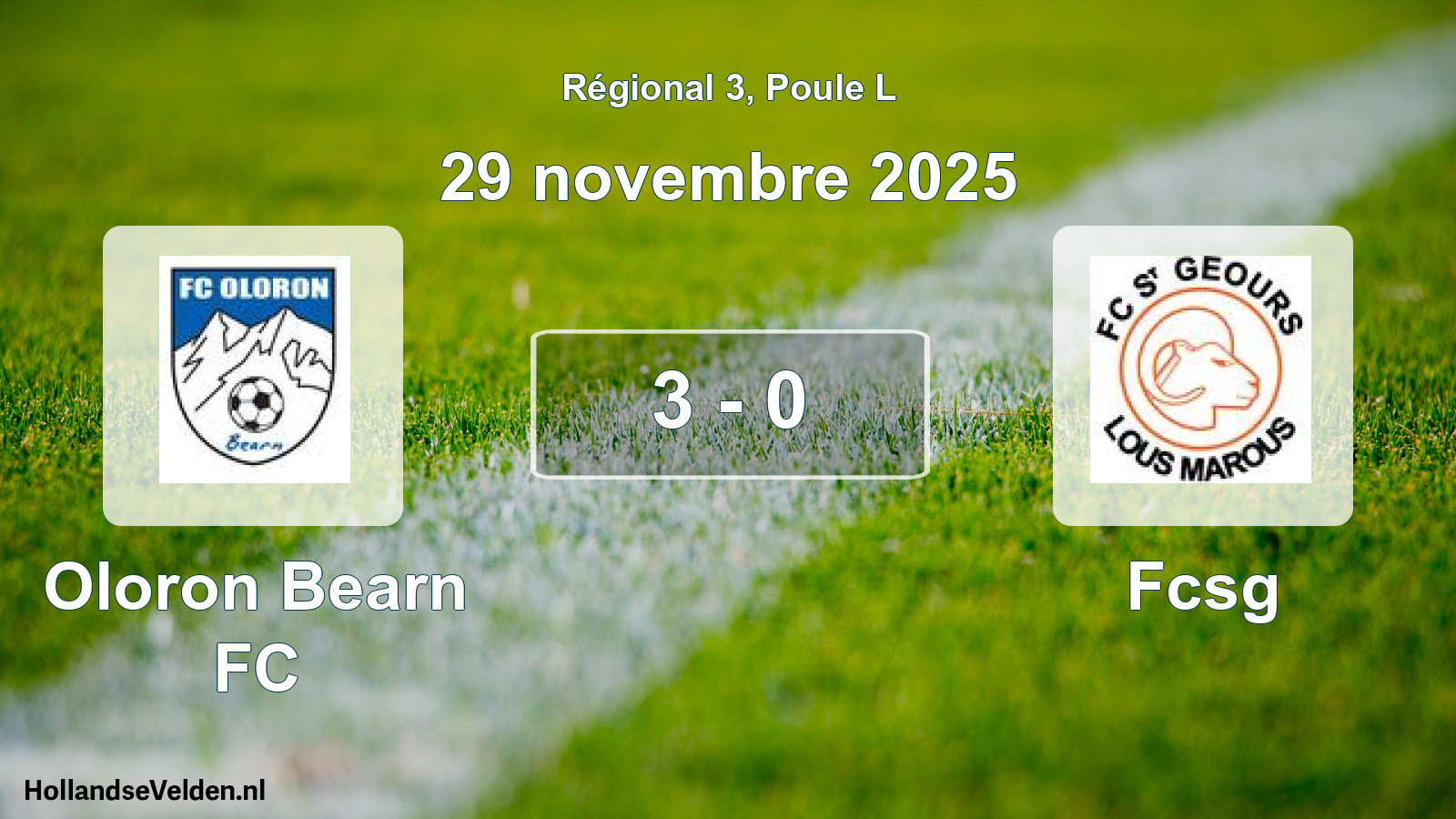 Match joué: Oloron Bearn FC - Fcsg 3 - 0 (29 novembre 2025)
