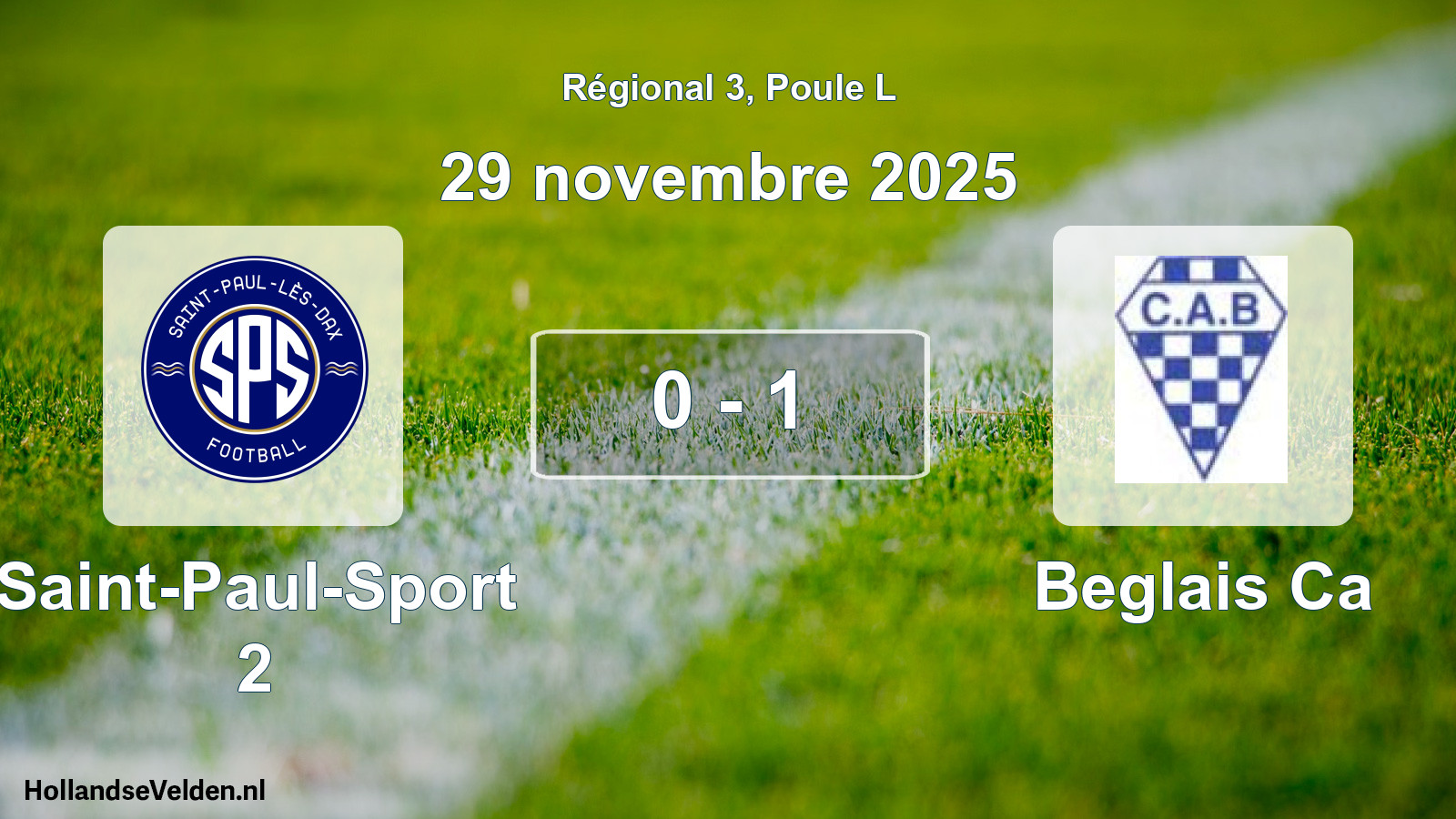 Gespeelde wedstrijd: Saint-Paul-Sport 2 - Beglais Ca 0 - 1 (29 november 2025)