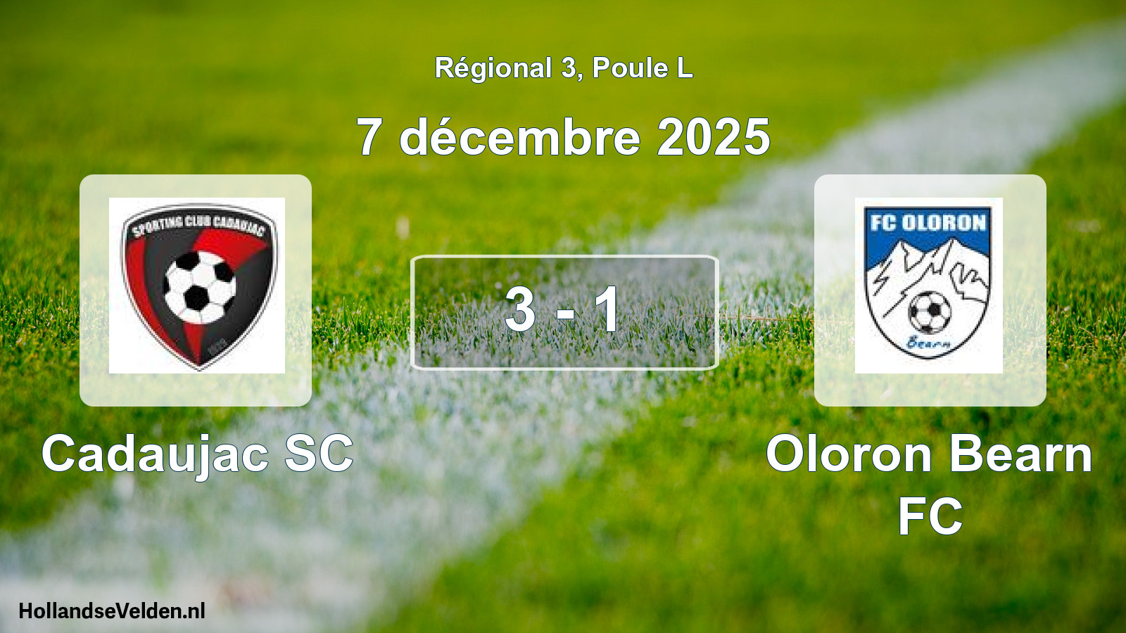 Match joué: Cadaujac SC - Oloron Bearn FC 3 - 1 (7 décembre 2025)