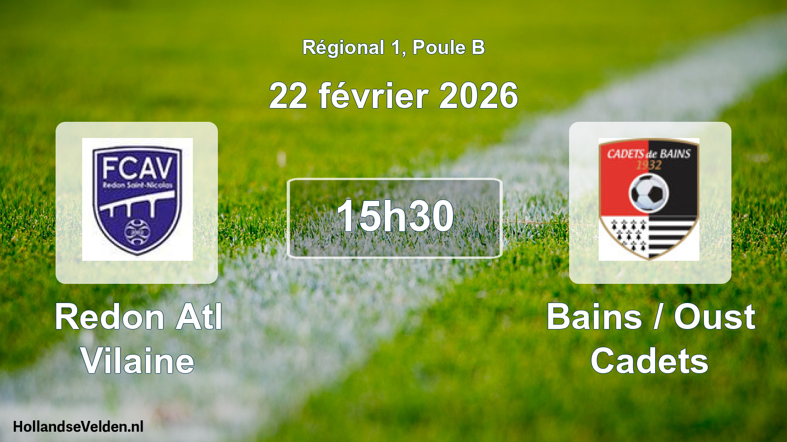 Geplande wedstrijd: Redon Atl Vilaine - Bains / Oust Cadets (22 février 2026)