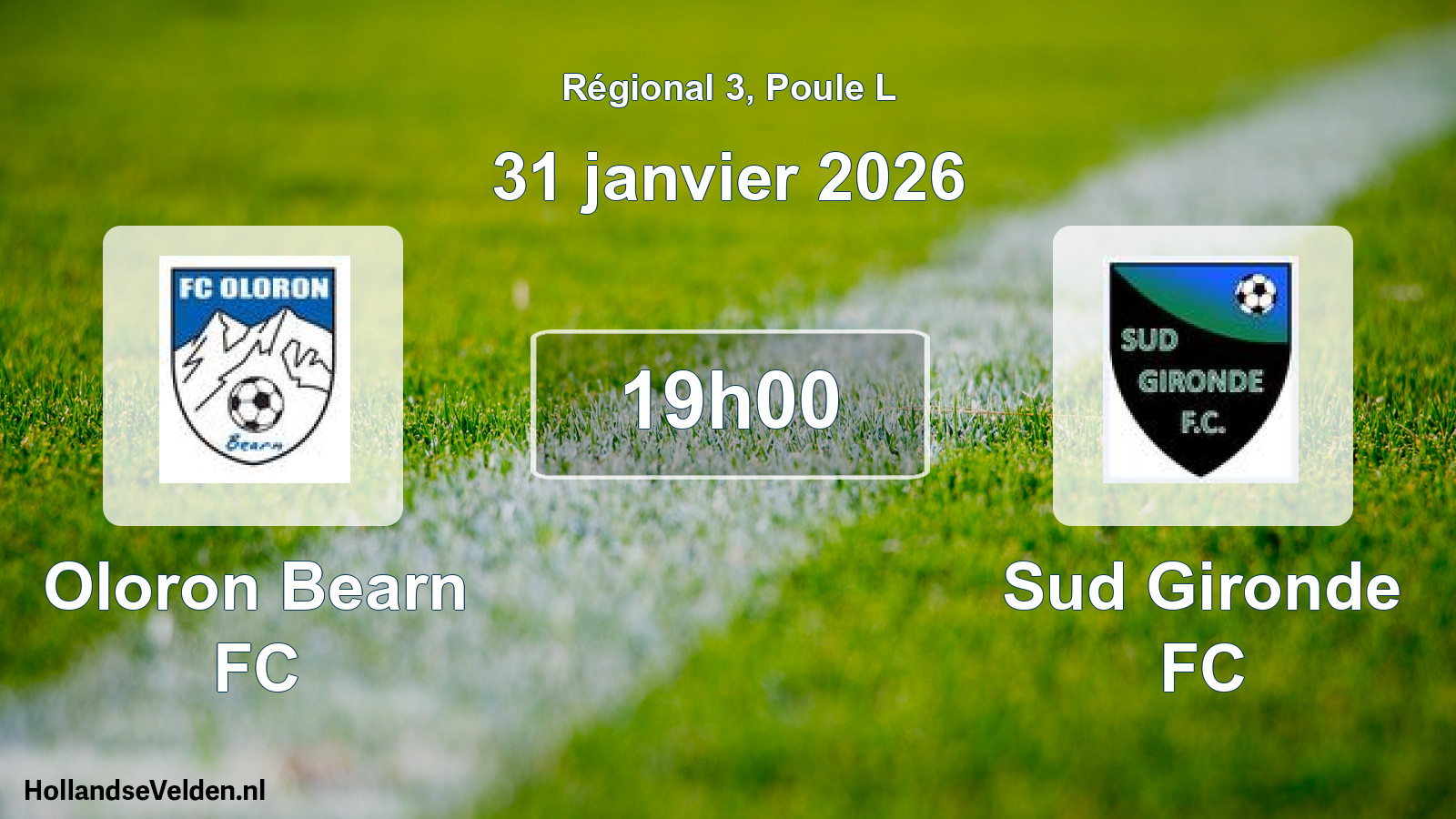 Match programmé: Oloron Bearn FC - Sud Gironde FC (31 janvier 2026)