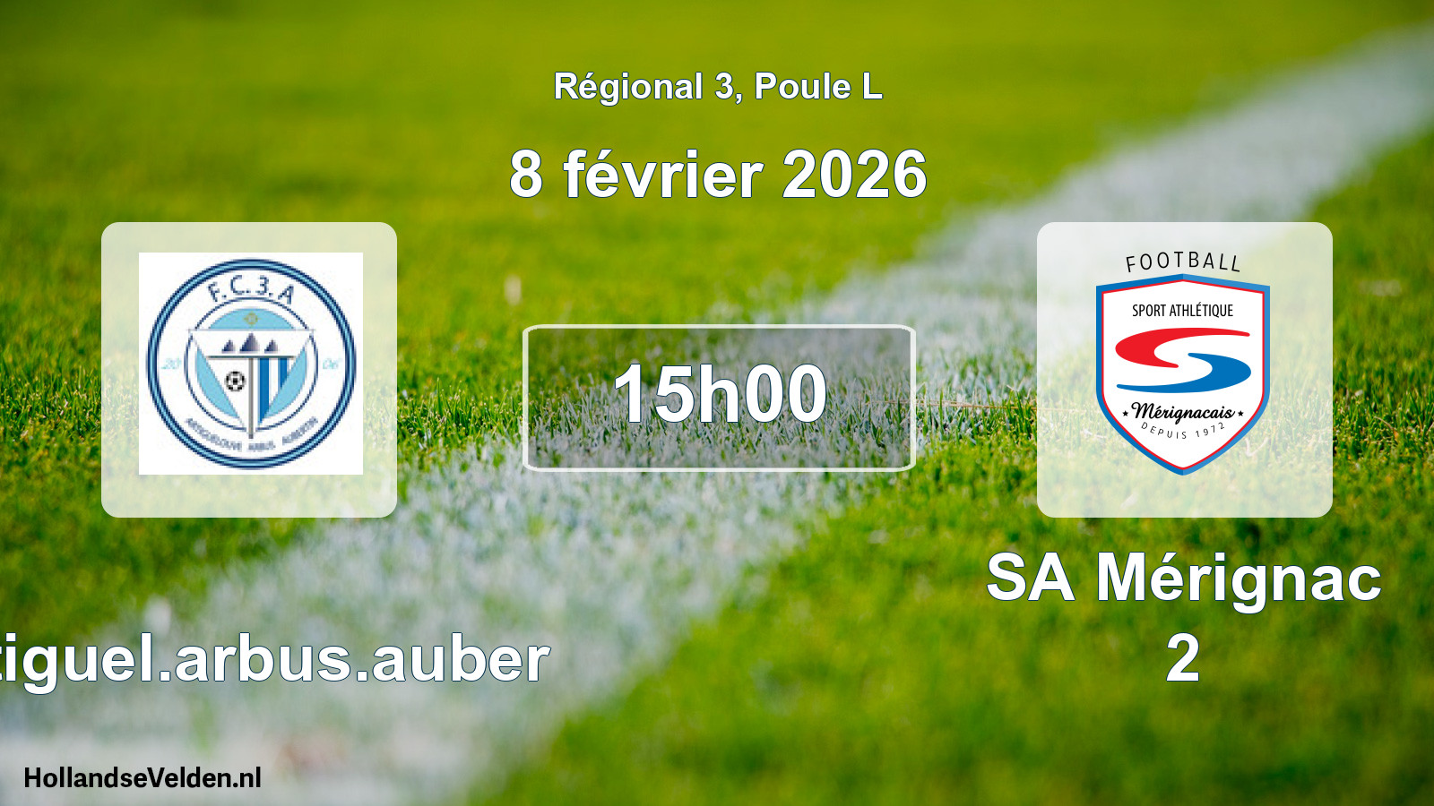 Match programmé: Artiguel.arbus.auber - SA Mérignac 2 (8 février 2026)