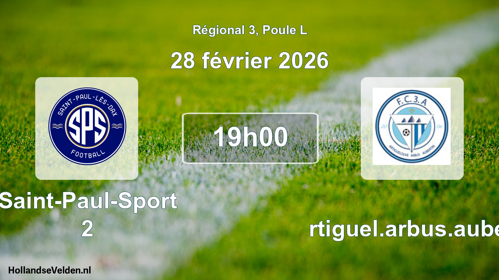 Match programmé: Saint-Paul-Sport 2 - Artiguel.arbus.auber (28 février 2026)
