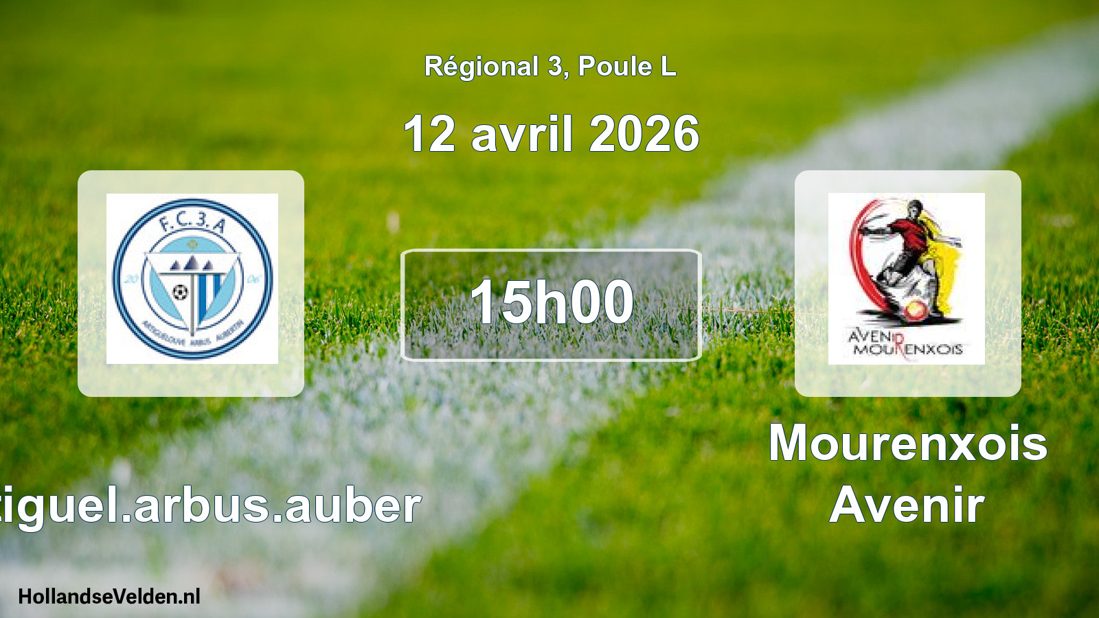 Geplande wedstrijd: Artiguel.arbus.auber - Mourenxois Avenir (12 april 2026)