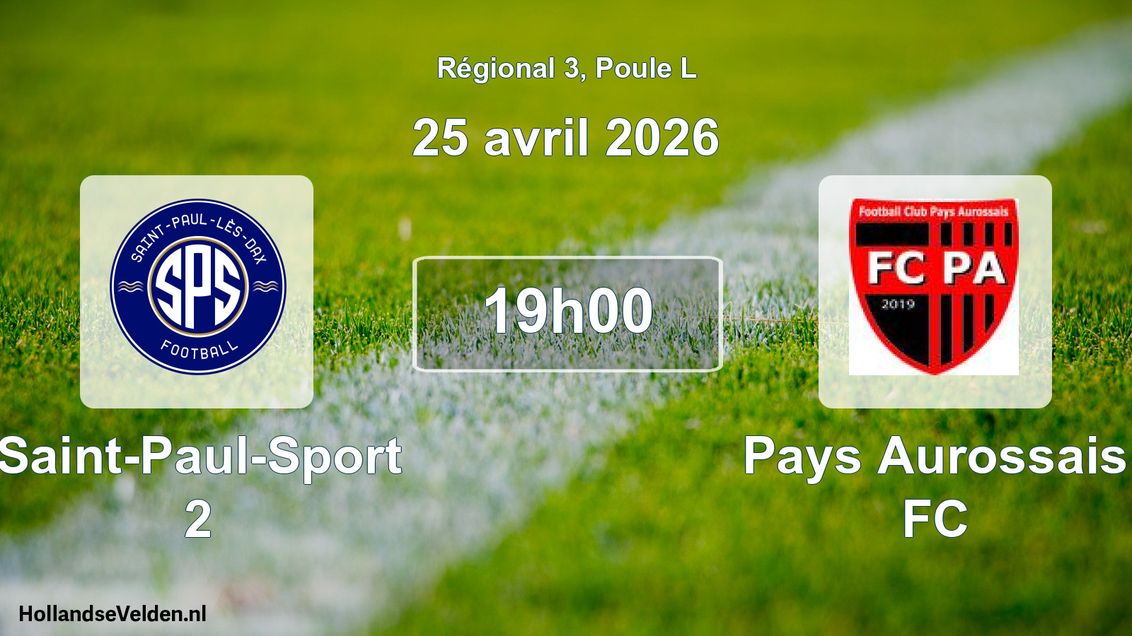 Geplande wedstrijd: Saint-Paul-Sport 2 - Pays Aurossais FC (25 april 2026)