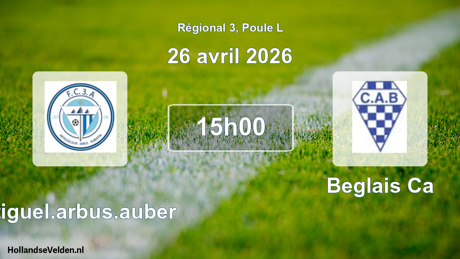 Scheduled Match: Artiguel.arbus.auber - Beglais Ca (26 April 2026)