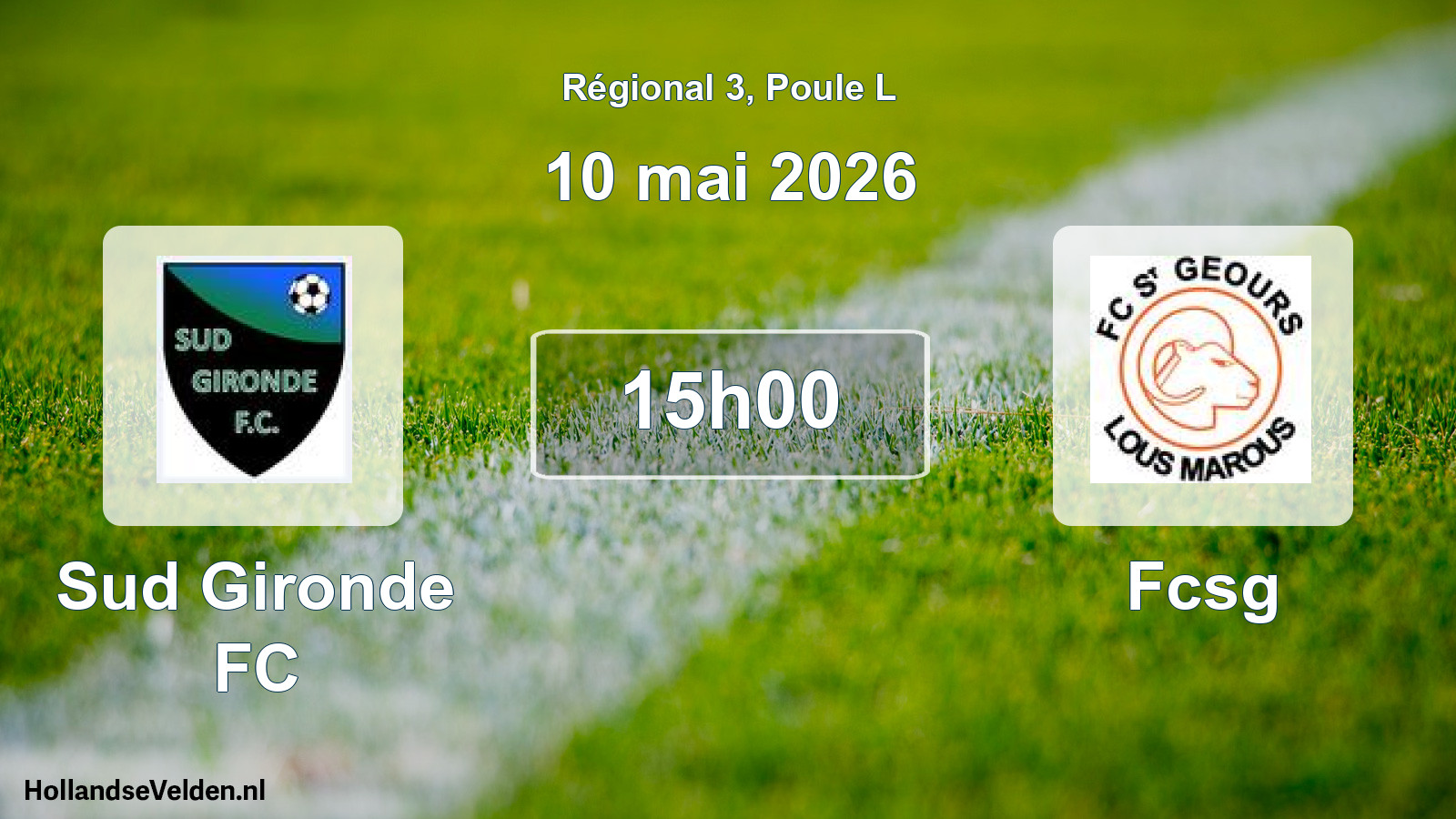 Match programmé: Sud Gironde FC - Fcsg (10 mai 2026)