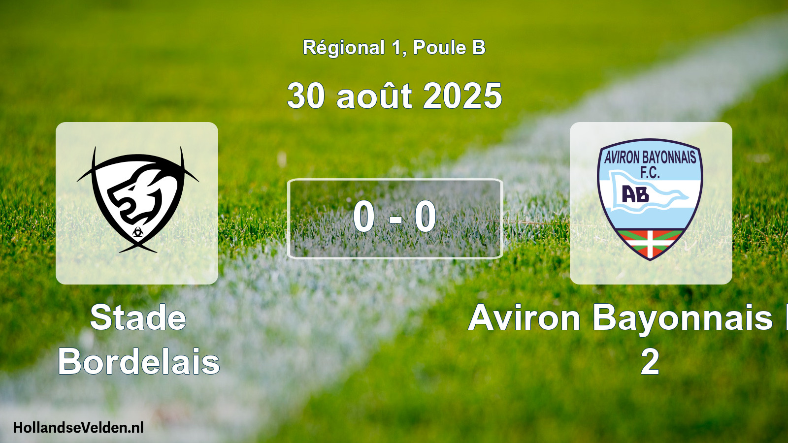 Match joué: Stade Bordelais - Aviron Bayonnais FC 2 0 - 0 (30 août 2025)