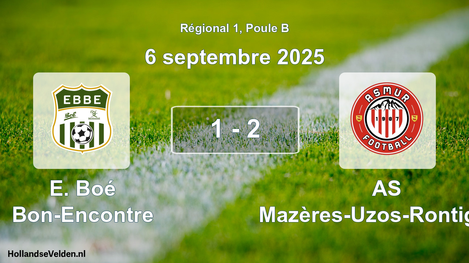 Match joué: E. Boé Bon-Encontre - AS Mazères-Uzos-Rontignon 1 - 2 (6 septembre 2025)