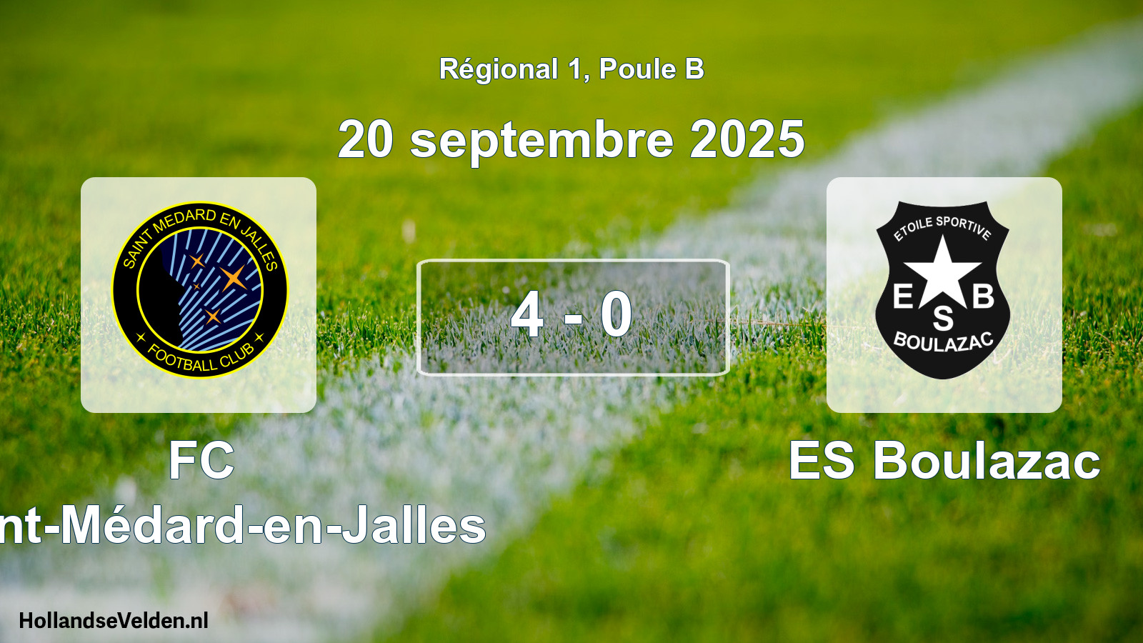 Match joué: FC Saint-Médard-en-Jalles - ES Boulazac 4 - 0 (20 septembre 2025)