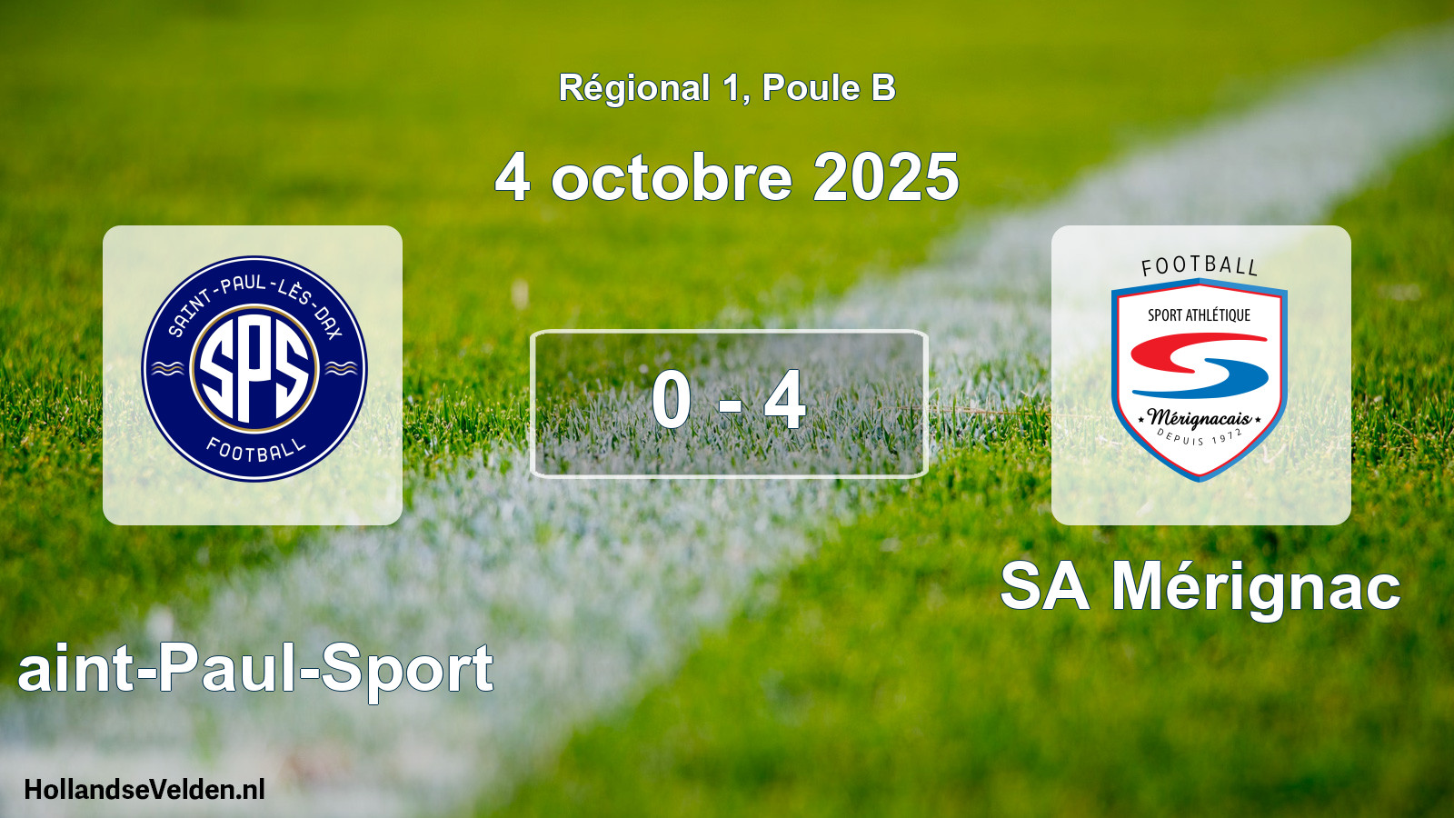 Match joué: Saint-Paul-Sport - SA Mérignac 0 - 4 (4 octobre 2025)