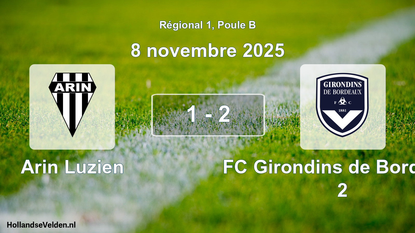 Match joué: Arin Luzien - FC Girondins de Bordeaux 2 1 - 2 (8 novembre 2025)