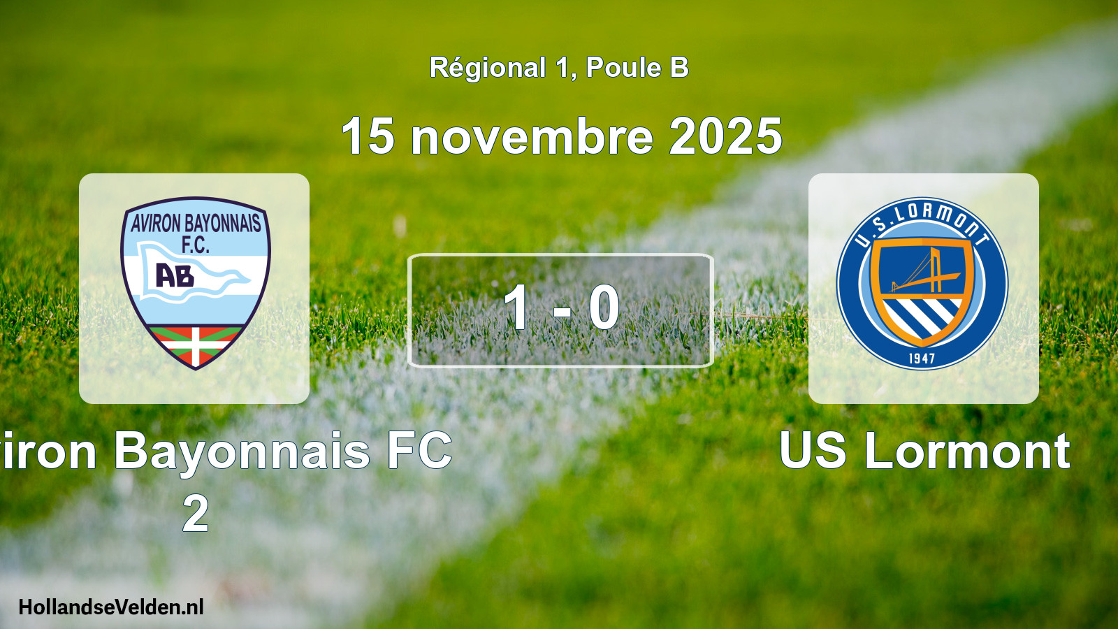 Gespeelde wedstrijd: Aviron Bayonnais FC 2 - US Lormont 1 - 0 (15 november 2025)