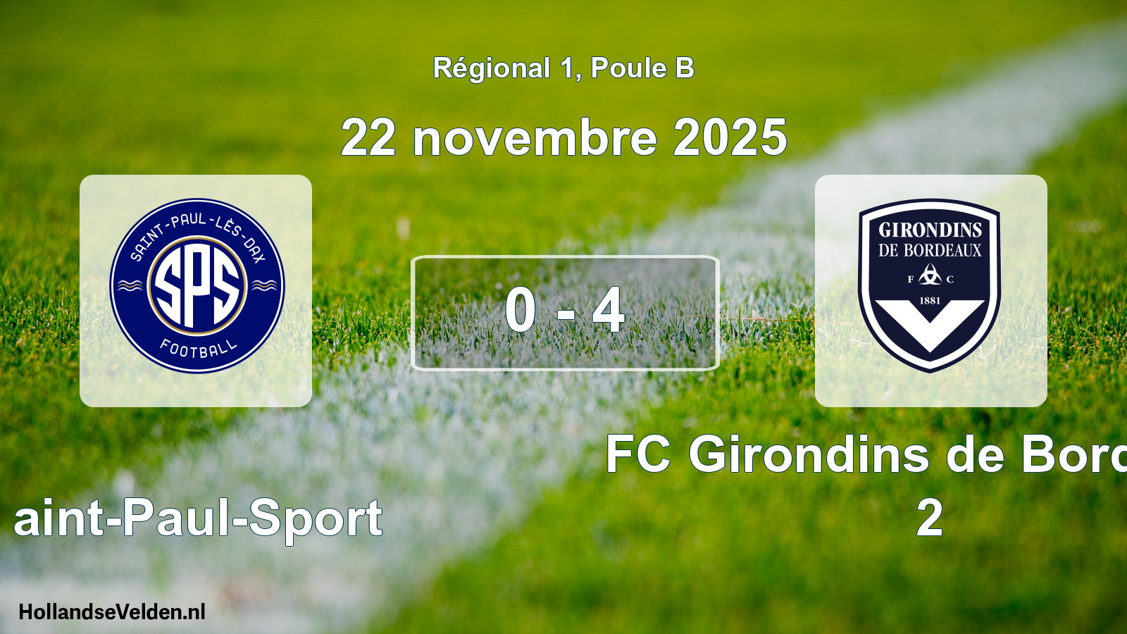 Total number of matches played: Saint-Paul-Sport - FC Girondins de Bordeaux 2 0 - 4 (22 November 2025)