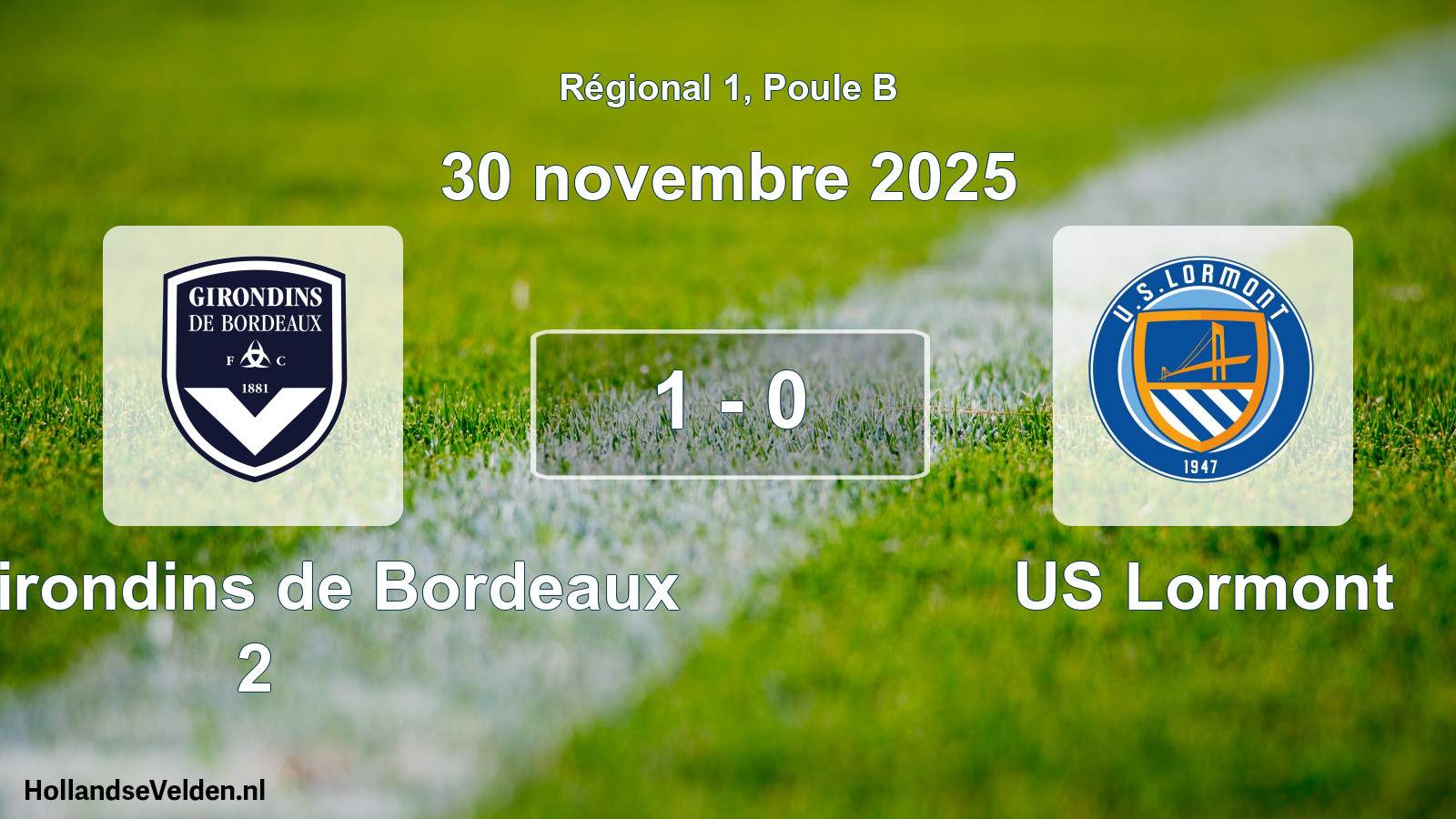 Total number of matches played: FC Girondins de Bordeaux 2 - US Lormont 1 - 0 (30 November 2025)