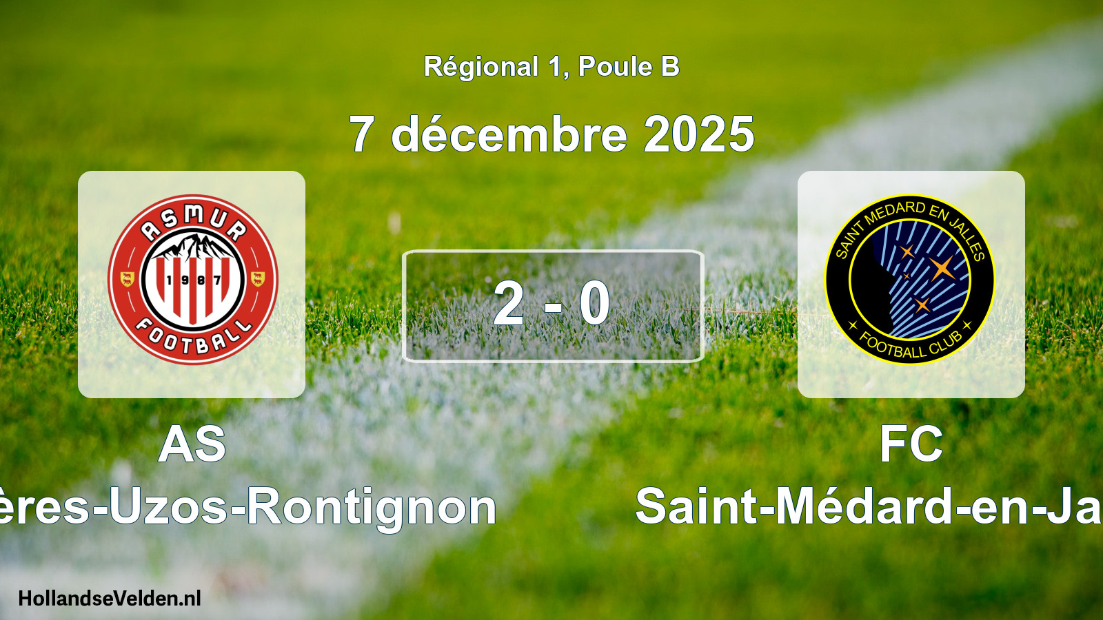Gespeelde wedstrijd: AS Mazères-Uzos-Rontignon - FC Saint-Médard-en-Jalles 2 - 0 (7 december 2025)