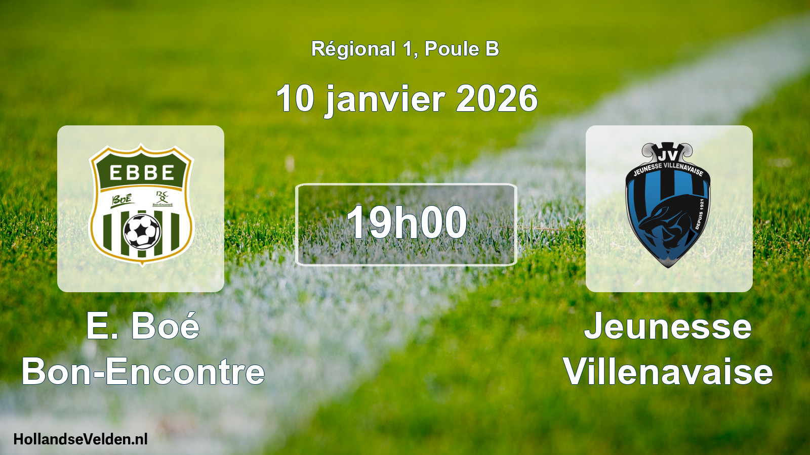 Match programmé: E. Boé Bon-Encontre - Jeunesse Villenavaise (10 janvier 2026)