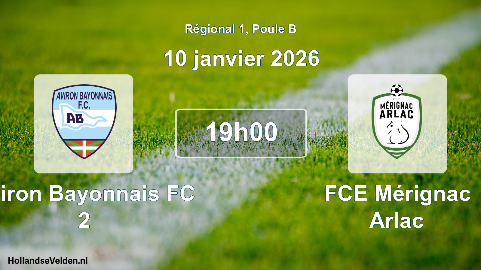 Match programmé: Aviron Bayonnais FC 2 - FCE Mérignac Arlac (10 janvier 2026)