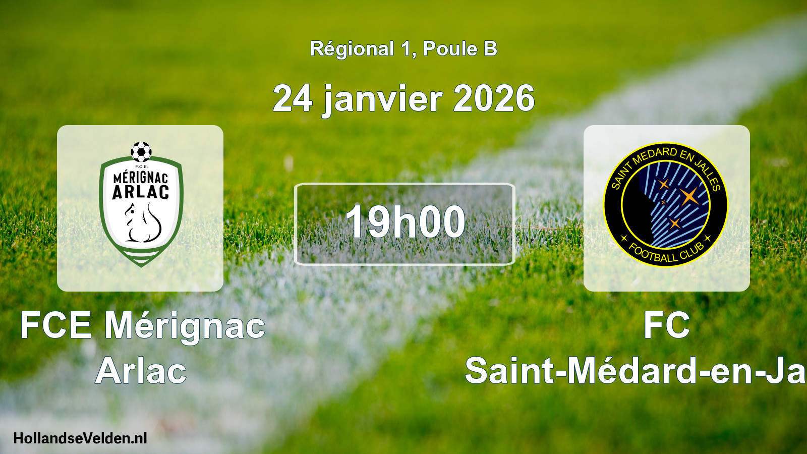 Match programmé: FCE Mérignac Arlac - FC Saint-Médard-en-Jalles (24 janvier 2026)