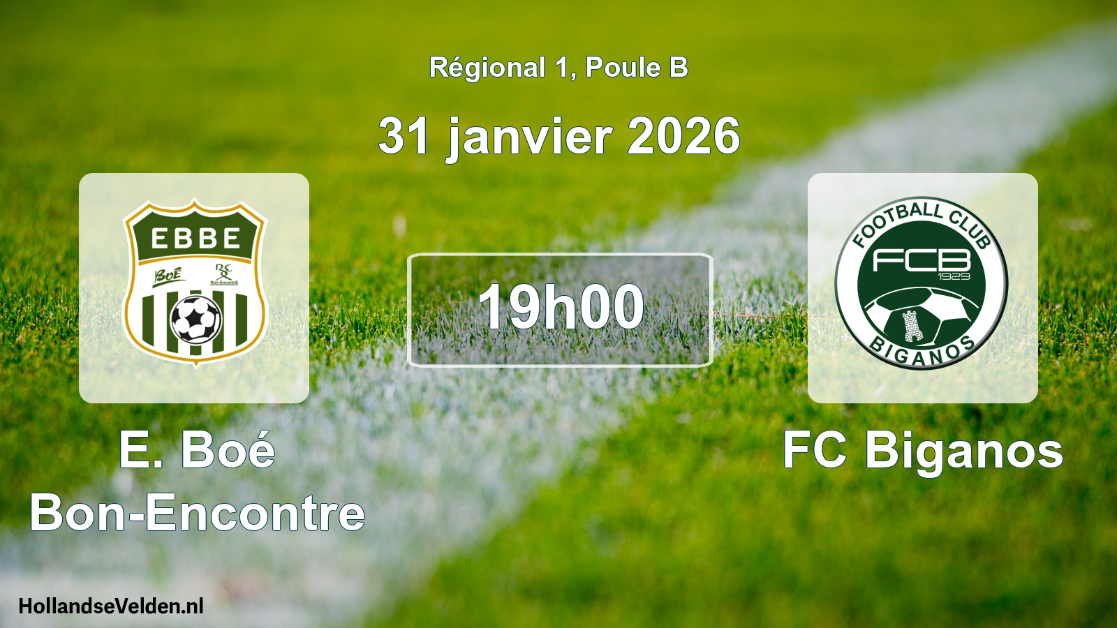 Scheduled Match: E. Boé Bon-Encontre - FC Biganos (31 January 2026)