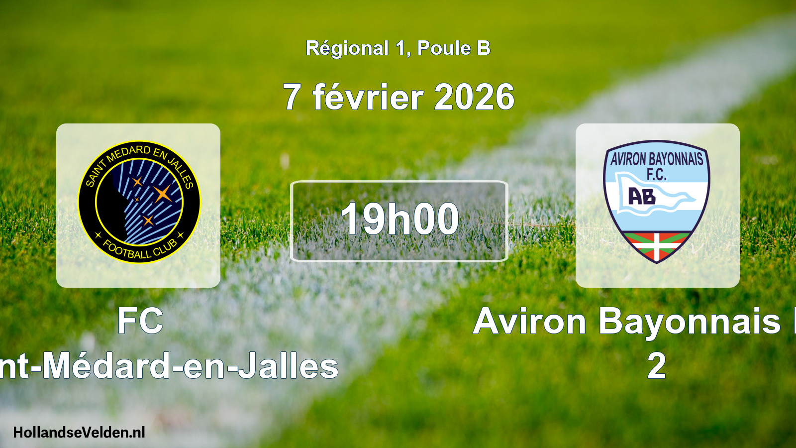 Match programmé: FC Saint-Médard-en-Jalles - Aviron Bayonnais FC 2 (7 février 2026)