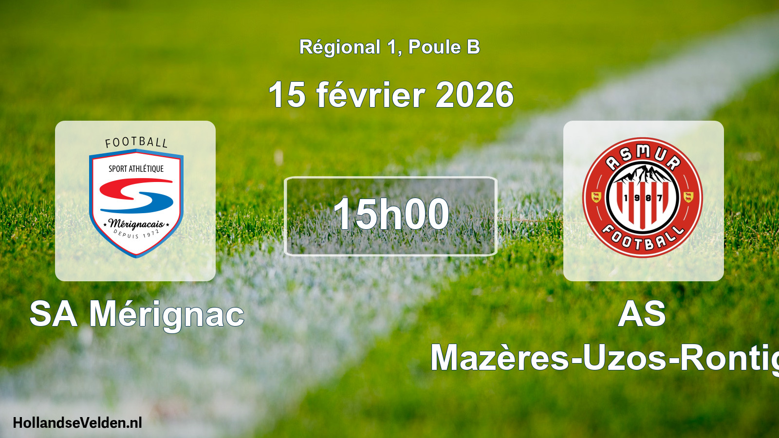 Scheduled Match: SA Mérignac - AS Mazères-Uzos-Rontignon (15 February 2026)