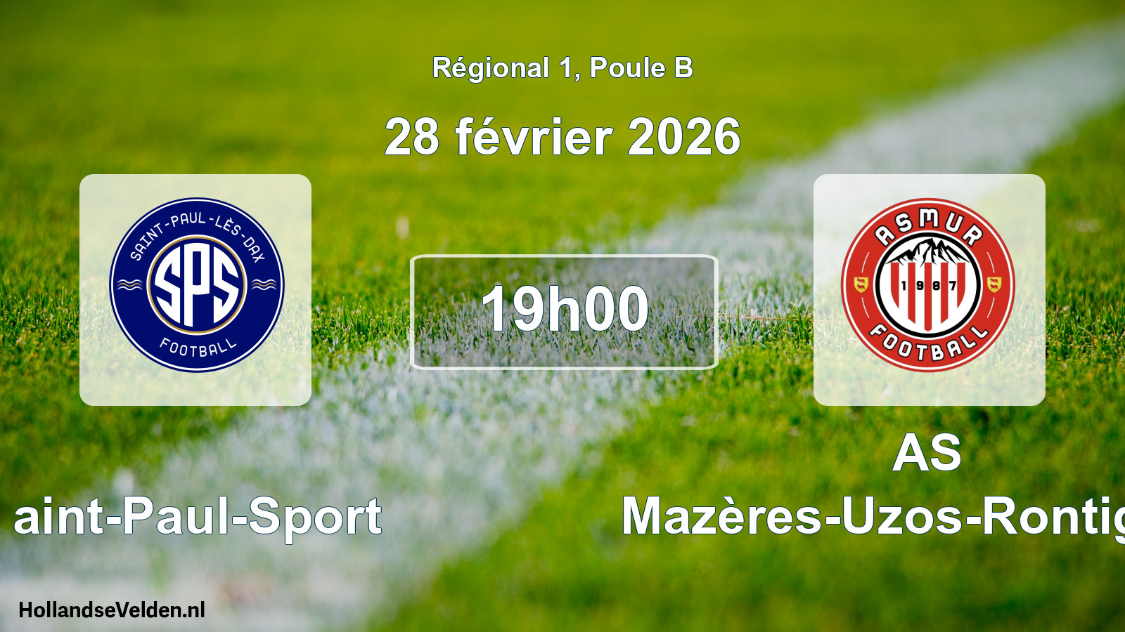 Scheduled Match: Saint-Paul-Sport - AS Mazères-Uzos-Rontignon (28 February 2026)
