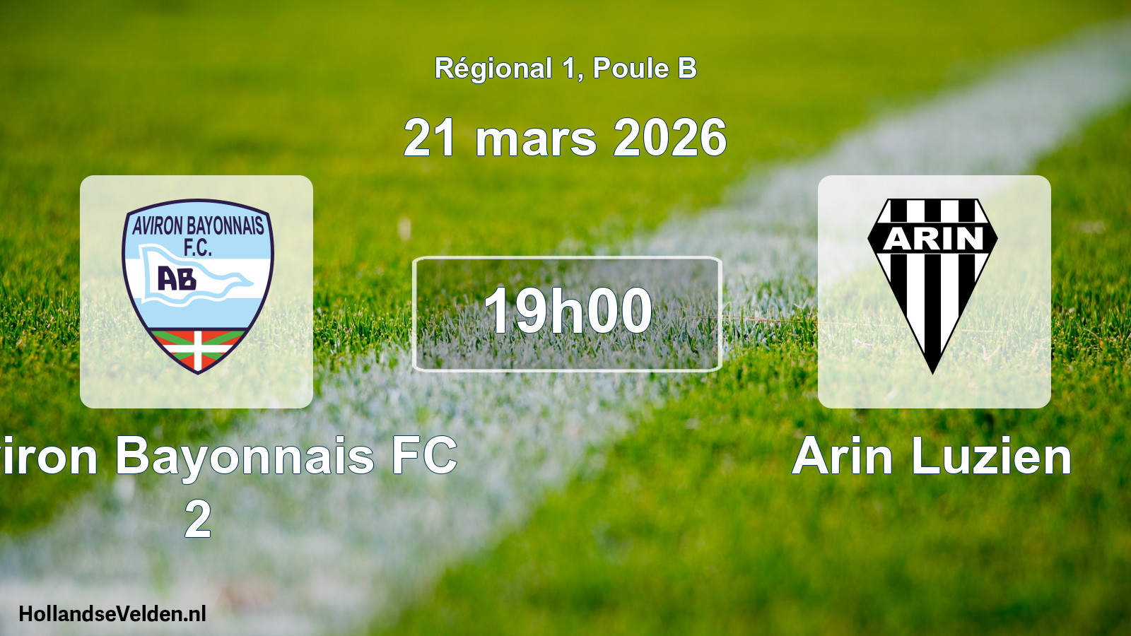 Scheduled Match: Aviron Bayonnais FC 2 - Arin Luzien (21 March 2026)