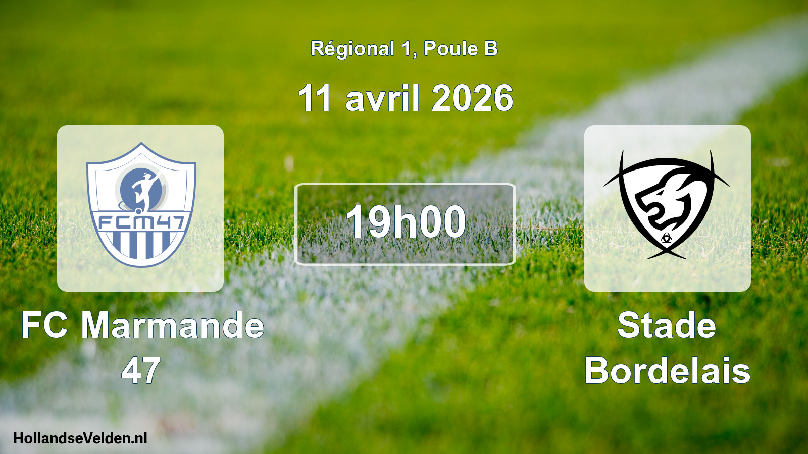 Match programmé: FC Marmande 47 - Stade Bordelais (11 avril 2026)