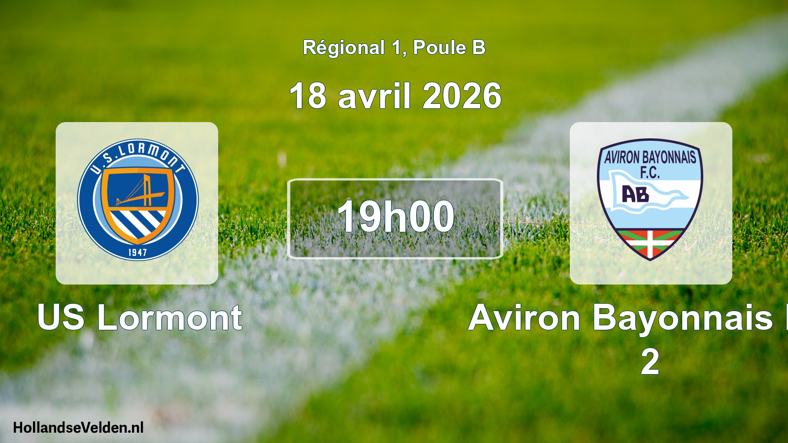 Match programmé: US Lormont - Aviron Bayonnais FC 2 (18 avril 2026)