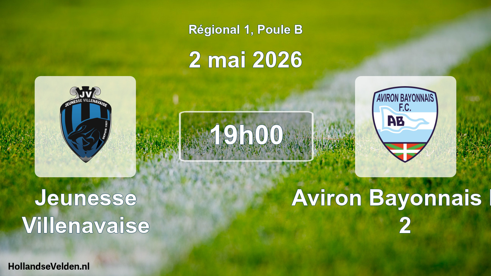 Match programmé: Jeunesse Villenavaise - Aviron Bayonnais FC 2 (2 mai 2026)