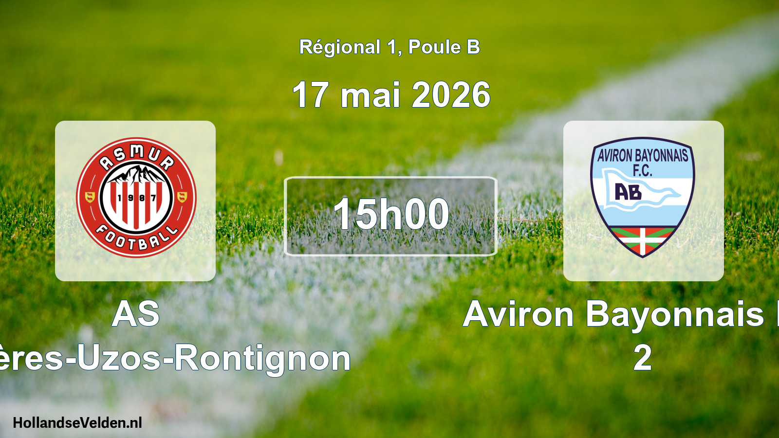 Match programmé: AS Mazères-Uzos-Rontignon - Aviron Bayonnais FC 2 (17 mai 2026)