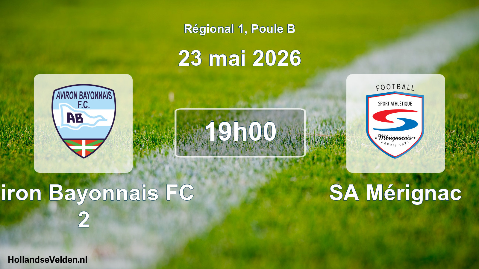 Match programmé: Aviron Bayonnais FC 2 - SA Mérignac (23 mai 2026)