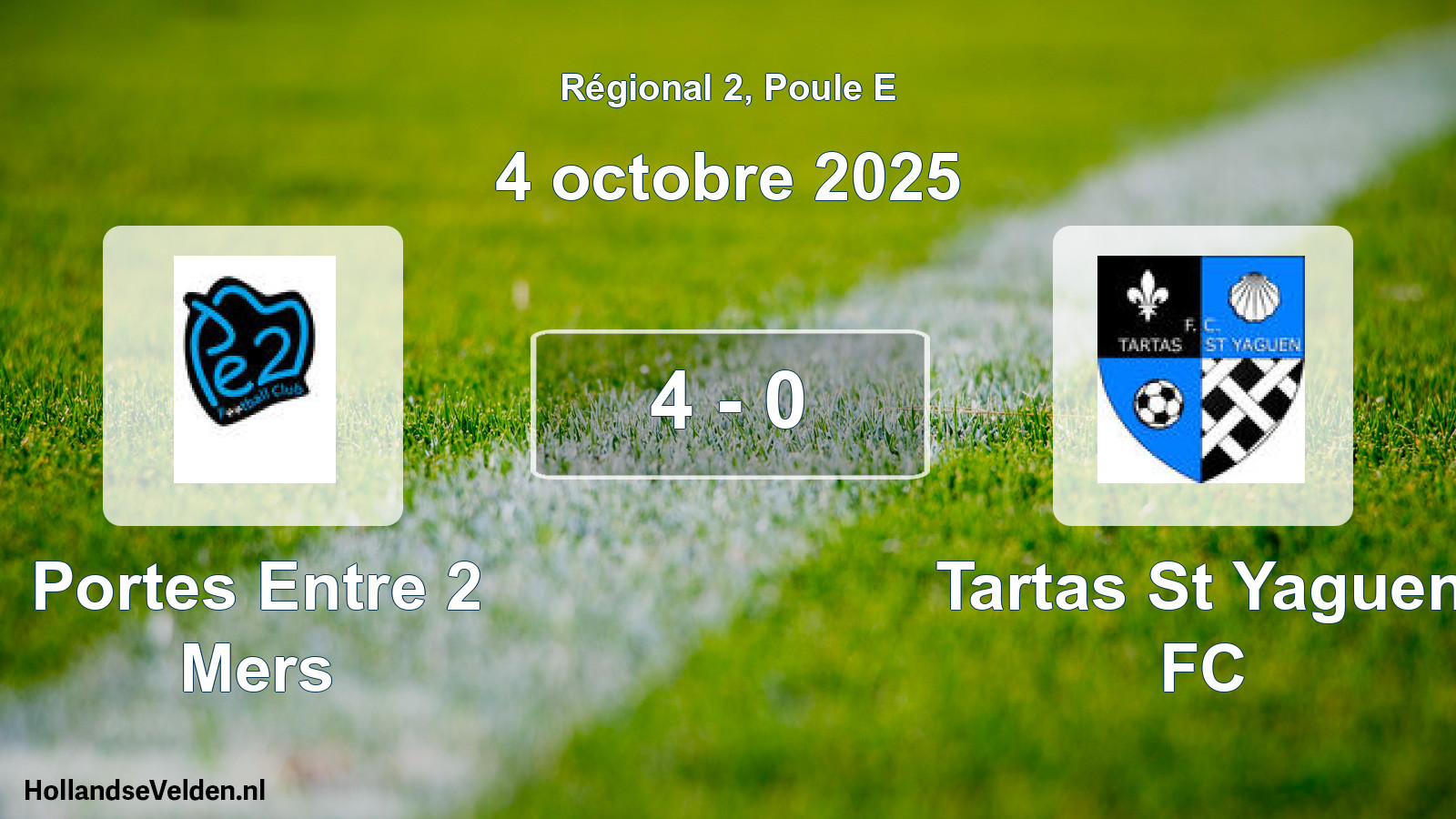 Match joué: Portes Entre 2 Mers - Tartas St Yaguen FC 4 - 0 (4 octobre 2025)