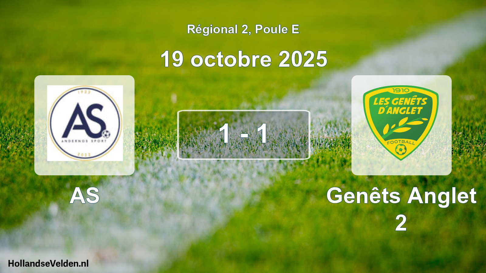 Match joué: AS - Genêts Anglet 2 1 - 1 (19 octobre 2025)